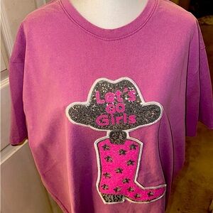 Let’s Go Girls Sequin Washed Tee-Lavender NWOT